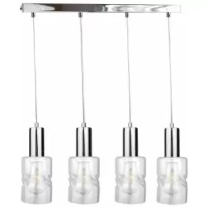 Image of Keter Cross Bar Pendant Ceiling Light Silver, 60cm, 4x E27
