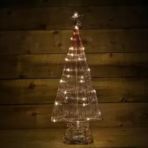 image of 58cm Rose Gold Metal Star Topped Lit Christmas Twinkle Tree in Warm White