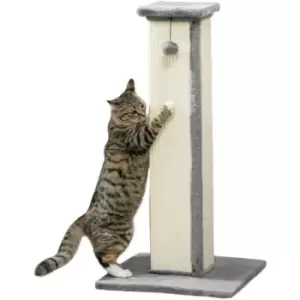 Image of 81cm Cat Scratching Post w/ Sisal Rope, Hanging Ball, Soft Plush - Grey - Grey - Pawhut