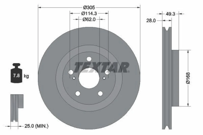 Image of Brake disc TEXTAR 92304305