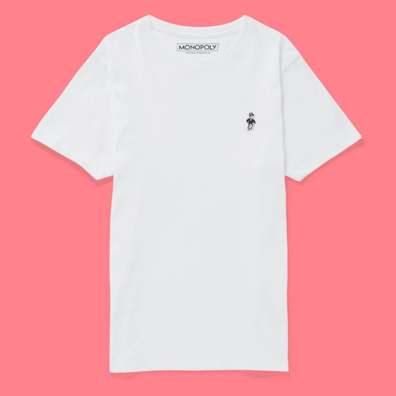 Image of Monopoly Mr Monopoly Embroidered T-Shirt - White - S