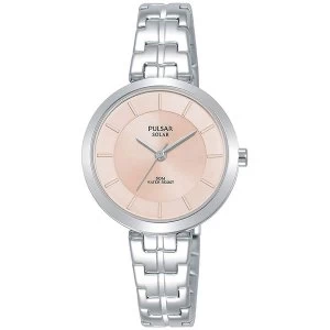 image of Pulsar PY5059X1 Ladies Solar Stainless Steel Bracelet Pink Dial 50M Watch