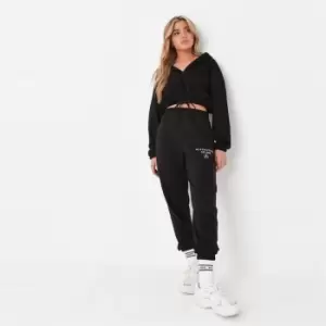 image of Missguided Petite Missguided slogan jogger - Black