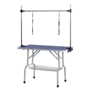 Image of PawHut Dogs Adjustable Height Rubber Top Grooming Table Blue