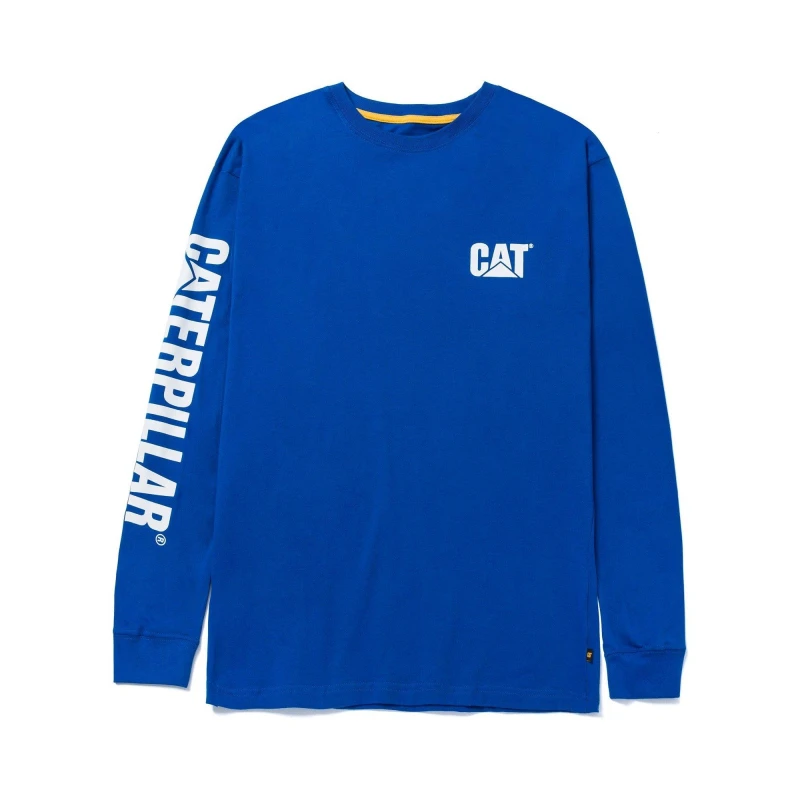 Image of CAT Workwear Mens Trademark Banner Long Sleeve T Shirt S - Chest 34-37' (87 - 94cm) Memphis Blue CAT852-MBlue-S