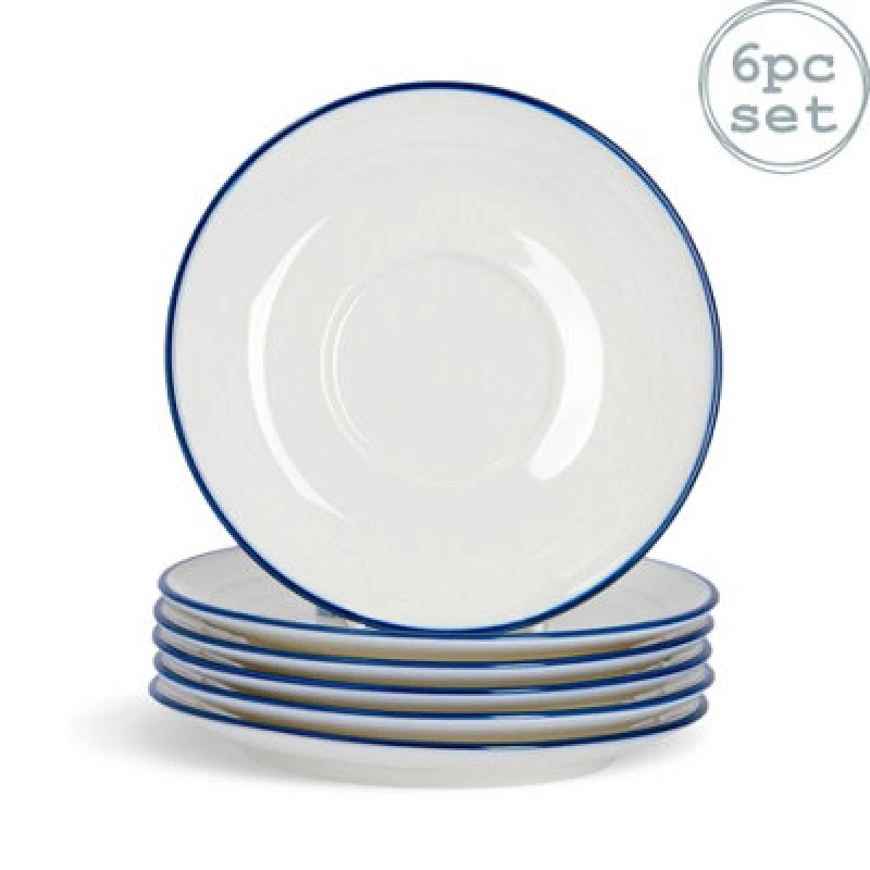 Image of Nicola Spring White Farmhouse Teacup Saucers - 16cm - Pack of 6 White