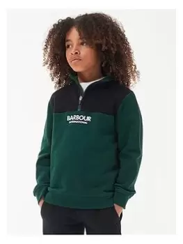 Image of Barbour International Boys Circuit Half Zip Sweat Top - Pine Grove, Green, Size 8-9 Years