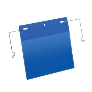 Image of Durable A5 Landscape Pocket with Wire Hanger Dark Blue Pack of 50
