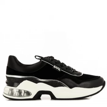 Image of KARL LAGERFELD Womens Ventura Lazare Velvet Lace Trainers - Black Mix Textile - EU 37/UK 4
