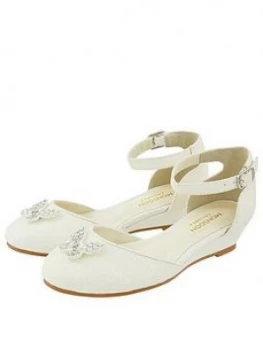 Monsoon Girls Elliana Ivory Butterfly 2 Part Wedge Shoes - Ivory