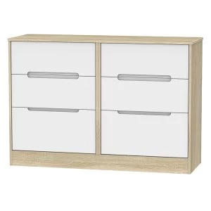 Image of Robert Dyas Barquero Ready Assembled 6-Drawer Midi Chest - Pine/White Gloss
