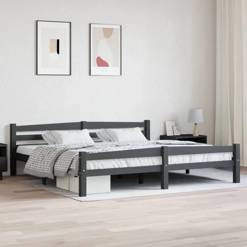 Image of VIDAXL Bed Frame without Mattress Dark Grey Solid Pinewood 200x200cm Vidaxl 8720286327623