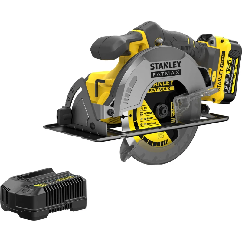 Image of Stanley Fatmax V20 SFMCS500 18v Cordless Circular Saw 165mm SFMCS500M1 Batteries: 1 x 4ah Li-ion