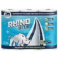 Image of Rhino Kitchen Roll 3 Ply Blue 3 Rolls of 70 Sheets