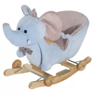 image of Kids 2 in 1 Rocking Elephant W/Wheels and Sound-Blue