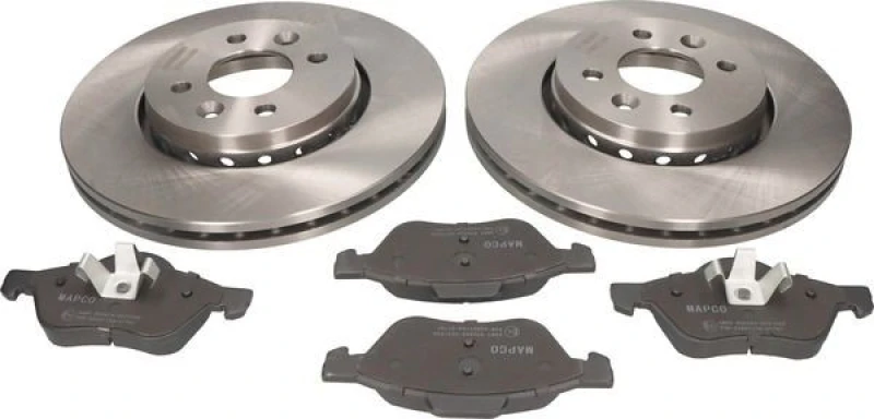 Image of MAPCO 47174 Brake disc and pads set Front Axle, Brake Disc Type: Vented, excl. wear warning contact, with anti-squeak plate Brake Set,disc brakes (34