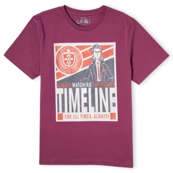 Image of Marvel Timeline Mens T-Shirt - Burgundy - L