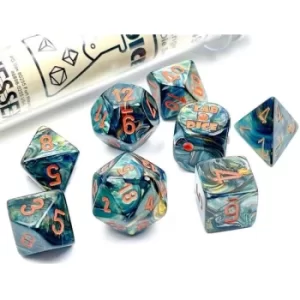 Image of Poly 7 Set Lustrous Polyhedral 7-Die Set Lab Dice (Alpestris/orange)