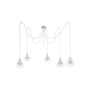 Image of Foskal Cluster Pendant Ceiling Light White, 5x E27