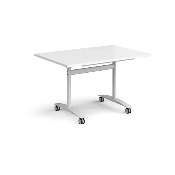 image of Rectangular Deluxe Fliptop Meeting Table with White Frame 1200mm x 800mm - White