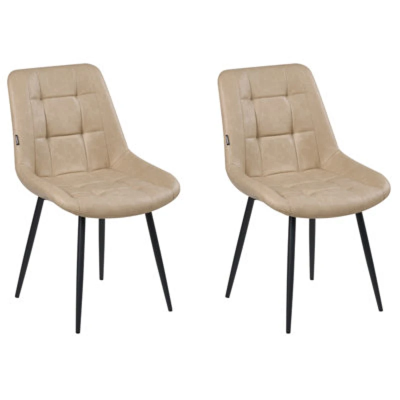 Image of Beliani Set Of 2 Dining Chairs Melrose Faux Leather Beige