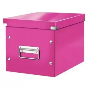 image of Leitz WOW Click & Store Cube Medium Storage Box, Pink. 61090023