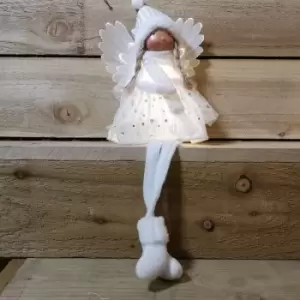 image of Premier Decorations Ltd - Premier 50cm Christmas Sitting Angel with Wings & LED Light - White Hat