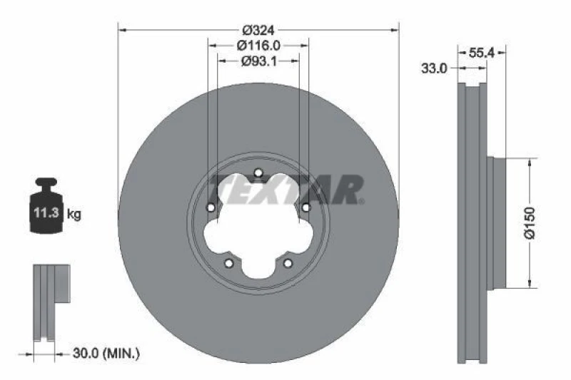 Image of Brake disc TEXTAR 92347103