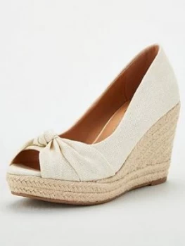 Image of Wallis Wide Fit Knot Detail Wedges - Natural, Size 8, Women