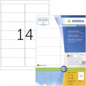 image of Herma 4678 Labels 99.1 x 38.1mm Paper White 1400 pcs Permanent Address labels Inkjet, Laser, Copier 100 Sheet A4