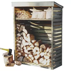 image of Hadley Slatted Airing Wooden Kindling and Log Seasoning Store