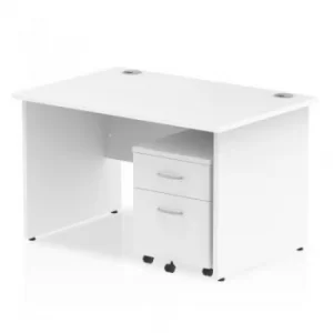 Image of Impulse 1200 Straight Panel End Workstation 500 Two drawer mobile Pedestal Bundle White