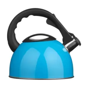 image of Premier Housewares 2.5L Stainless Steel Whistling Kettle - Blue