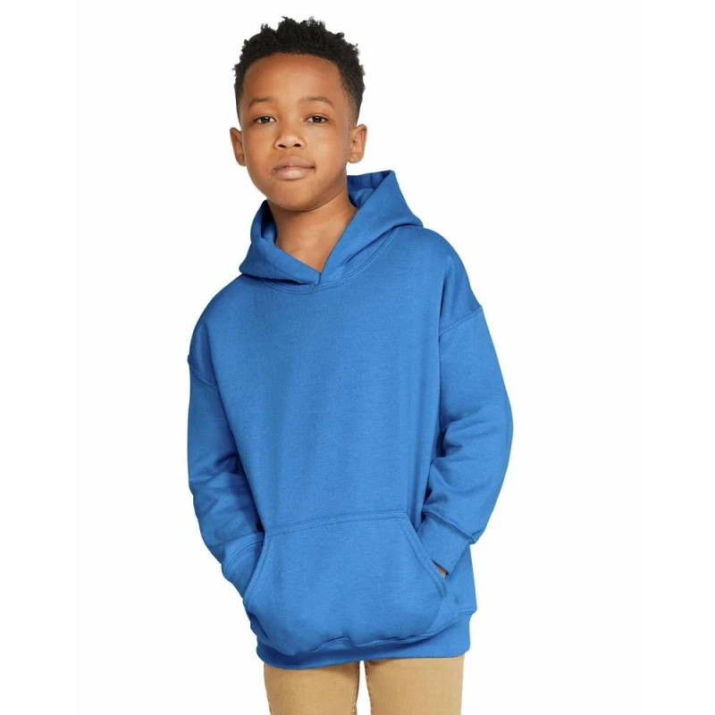 Image of Gildan Heavy Blend Hooded Sweatshirt Top Hoodie in Orange Size: 9 Years Orange Unisex 9 Years