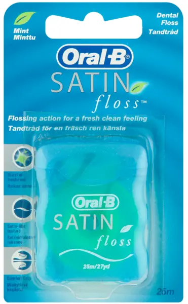 image of Oral B Satinfloss Mint Dental Floss 25m