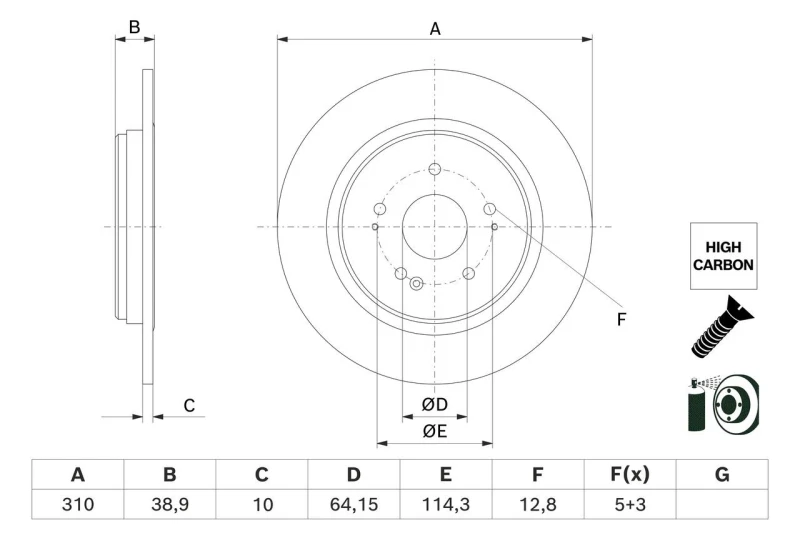 Image of Brake disc Bosch 0 986 479 H57