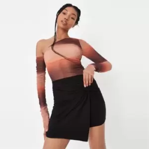 image of Missguided Side Mini Skirt Linen - Black