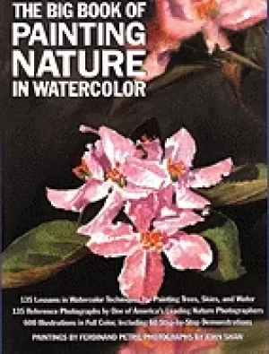 Image of big book of painting nature in watercolor