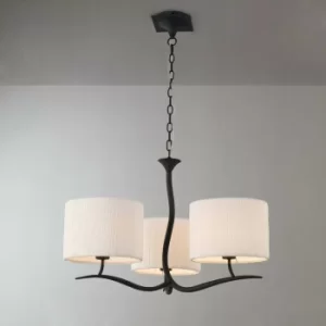 Image of Eve pendant lamp 3 bulbs E27, anthracite with round white lampshade