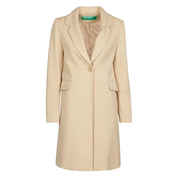 image of Benetton 2AMH5K2R5 womens Coat in Beige - Sizes UK 8,UK 10,UK 12,UK 14,UK 16,UK 18