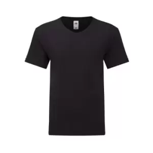 Image of Fruit Of The Loom Mens Iconic 150 V Neck T-Shirt (3XL) (Black)