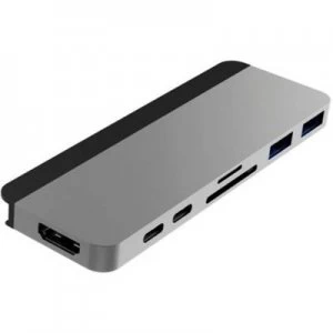 image of HyperDrive HD28C-SILVER USB-C (USB 3.1) multiport hub Ultra HD compatibility, Aluminium casing, additional USB-C port, + built-in SD card reader Silve