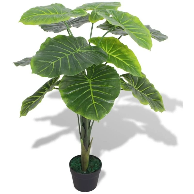 Image of vidaXL Artificial Taro Plant with Pot 85cm Green Lifelike Realistic Flower