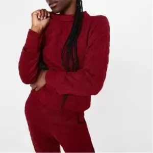 Image of I Saw It First Leopard Quilted Sweatshirt and Jogger Co-Ord Set - Red