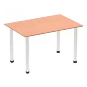 Image of Impulse 1200mm Straight Table Beech Top Chrome Post Leg