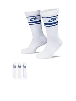 image of Nike Sportswear Pack Of 3 Everyday Essential Socks - White