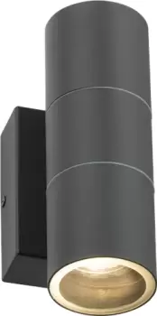 Image of KnightsBridge 230V IP54 GU10 Up and Down Wall Light with Photocell Sensor - Anthracite