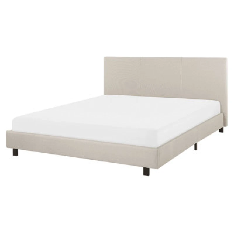 Image of Beliani Bed Fabric Albi 160 X 200 Cm (Eu King Size) Beige