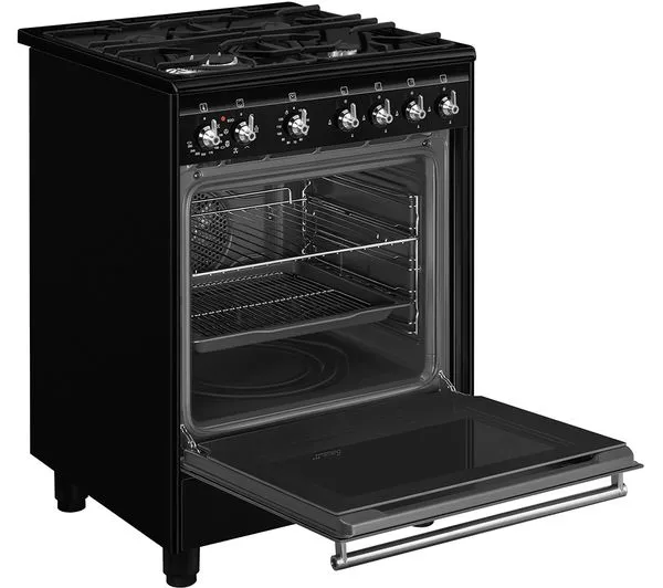 image of Smeg Concert CX61GMBL Freestanding Dual Fuel Cooker - Black - A Rated