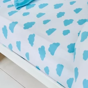 Image of Born To Dream 100% Organic Cotton Fitted Sheet Light Blue